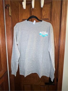 Jerzees Long Sleeve Graphic Tee - Light Gray with Teal Logo